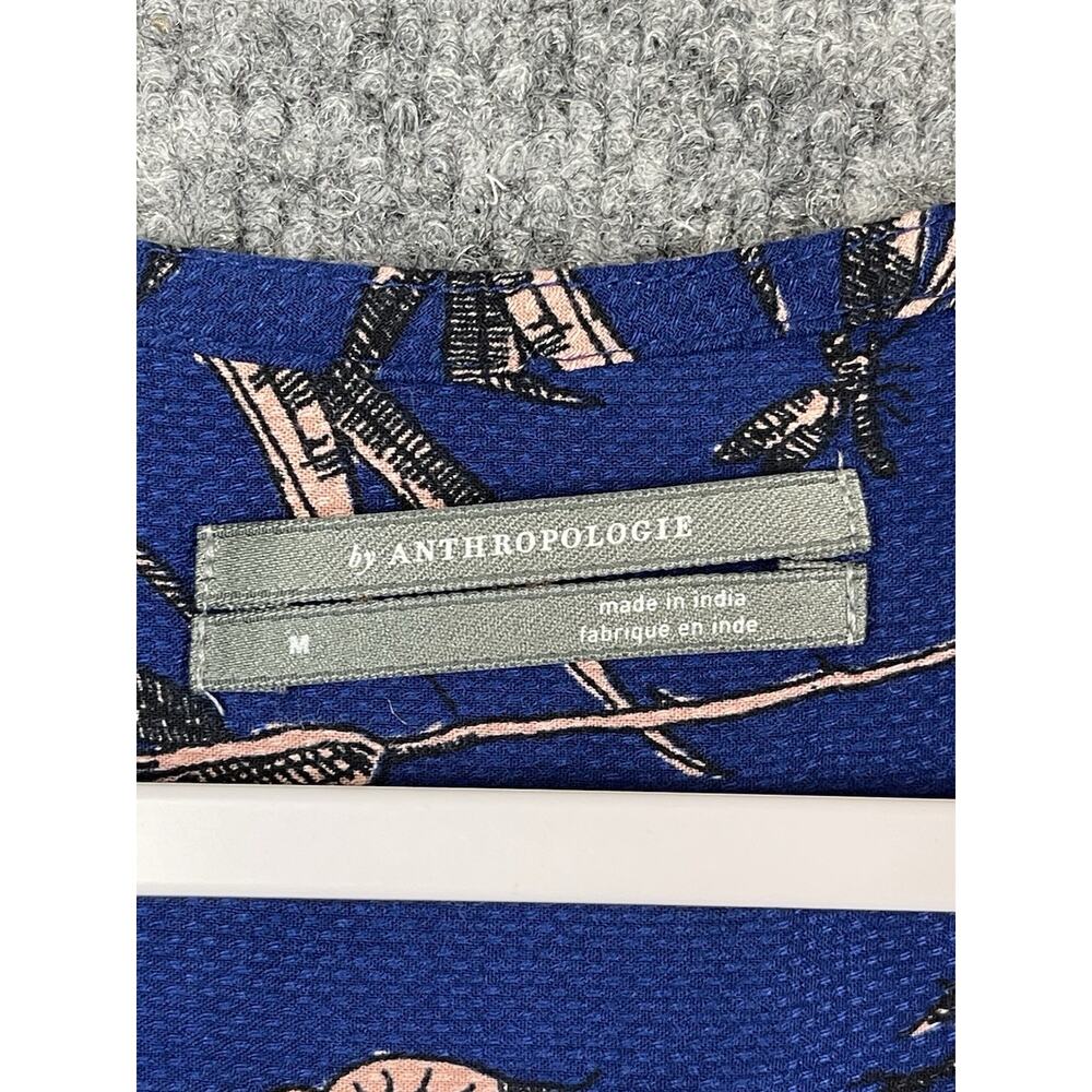 Anthropol Women's Indigo Floral Peasant Embroidered Top Size Medium - Picture 6 of 9